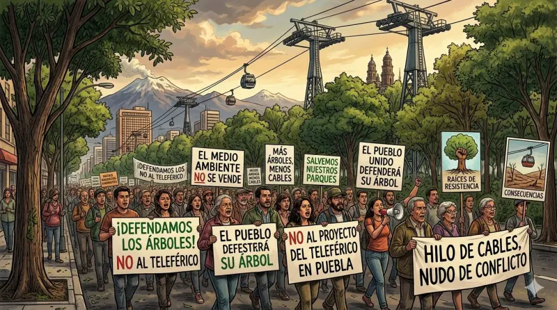 Colectivo Savia Urbana convoca a quinta marcha contra Cablebús de Puebla