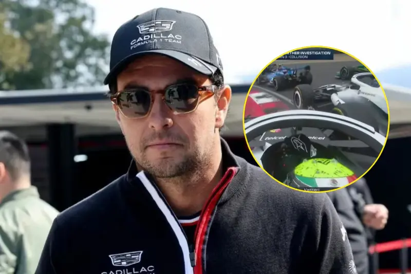 Checo Pérez admite error tras chocar con Bottas en la salida del Gran Premio de China