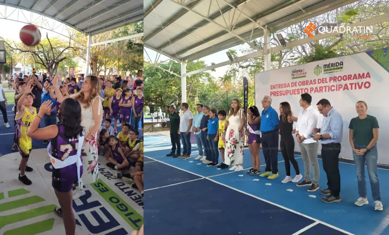 Entregan obras de rehabilitación en canchas de basket en Las Brisas