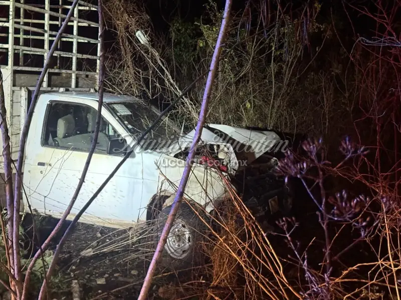 Camioneta choca contra poste de CFE en Tizimín y deja sin luz a varias familias