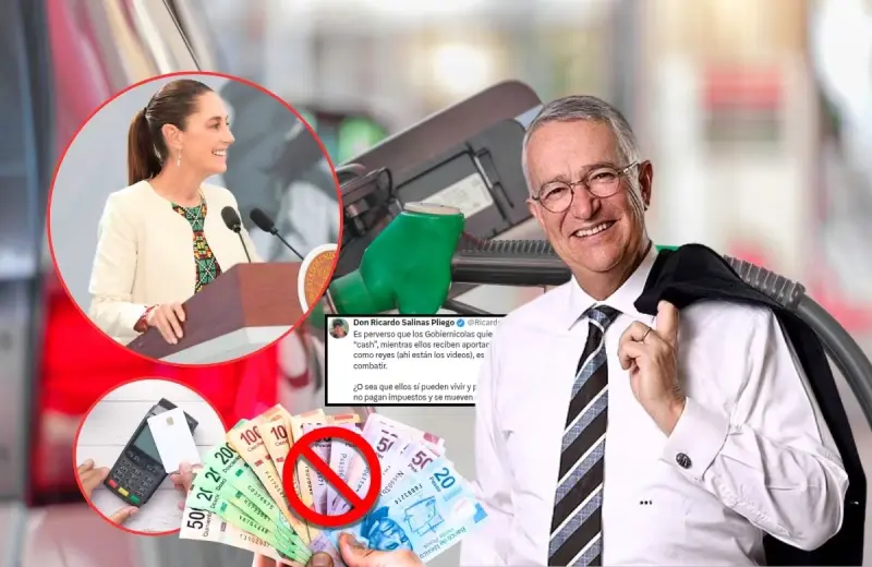 Ricardo Salinas Pliego critica plan de pagos digitales en gasolineras y casetas que Sheinbaum busca implementar este año, pero aún no son obligatorios