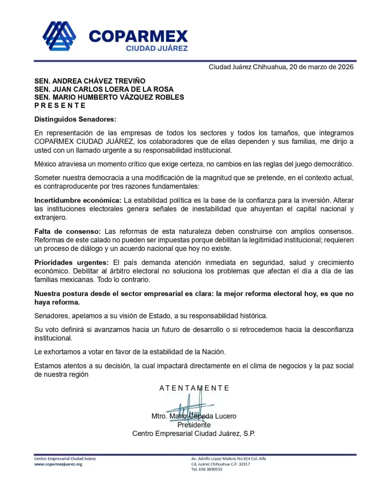 Rechazan empresarios reforma electoral