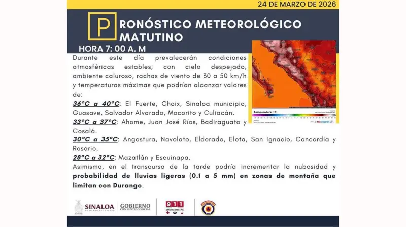 Sinaloa entre el calor intenso e indicios de lluvias en la sierra
