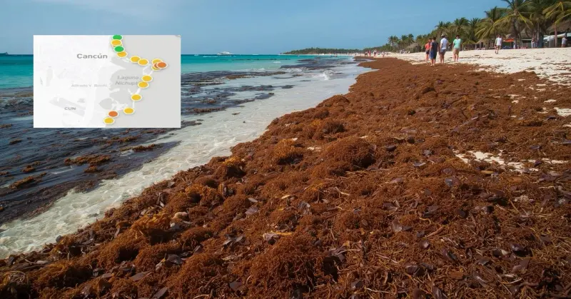Sargazo en Cancún hoy: mapa actualizado y playas más afectadas en 2026
