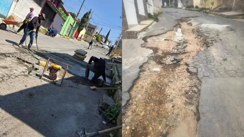 Vecinos reparan calle ante omisión del gobierno en Ixtapaluca