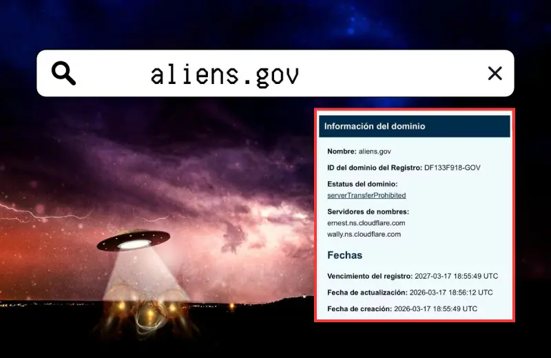 Gobierno de Estados Unidos registra el sitio web “aliens.gov” y aviva expectativas sobre liberación de archivos UFO y UAP