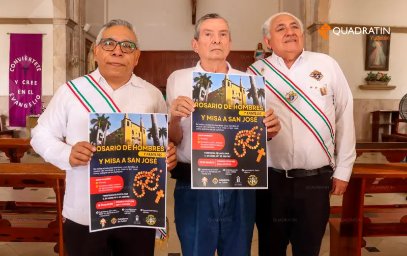 Invitan a participar en Rosario para Varones en el atrio de Santa Ana