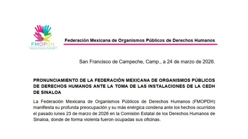 Exigen intervención urgente tras toma de la CEDH Sinaloa