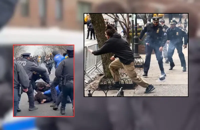 Video muestra el momento en que detienen a sospechoso de terrorismo tras presuntamente lanzar bomba casera durante protesta frente a la residencia del alcalde de Nueva York