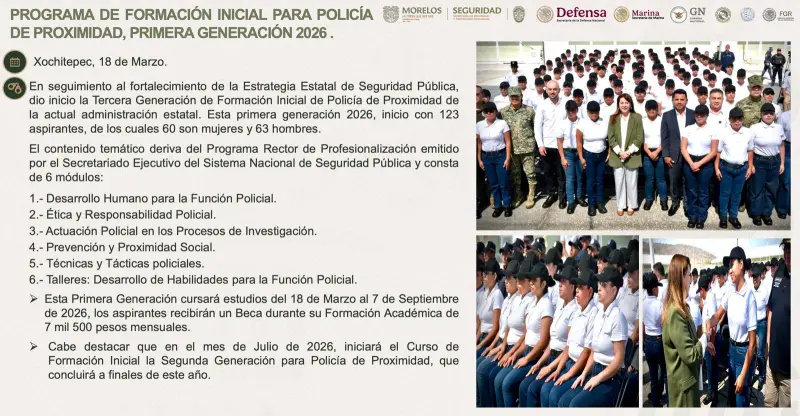 Encabeza Urrutia formación de 123 nuevos Policías de Proximidad