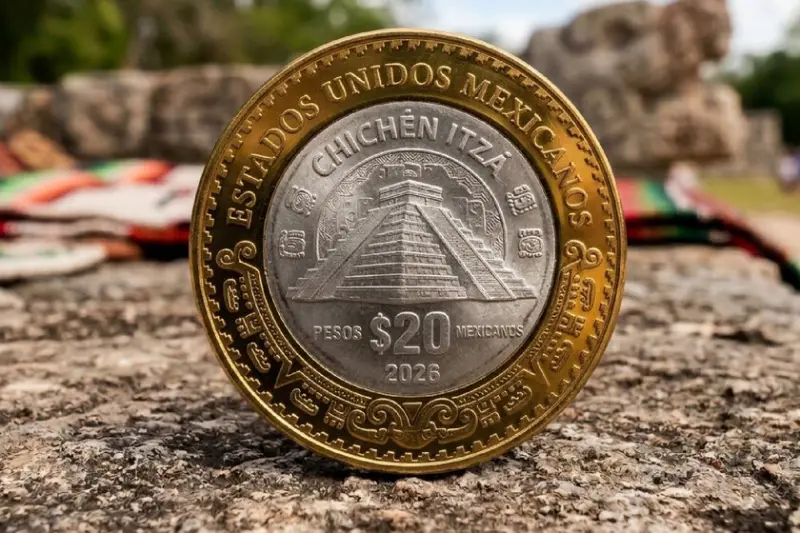 México transformará la moneda de 20 pesos: incluirá Chichén Itzá y será más ligera y pequeña