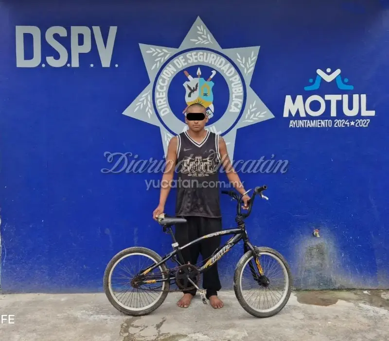 Cae en Motul presunto ladrón de bicicleta; operativo se activa tras reporte ciudadano