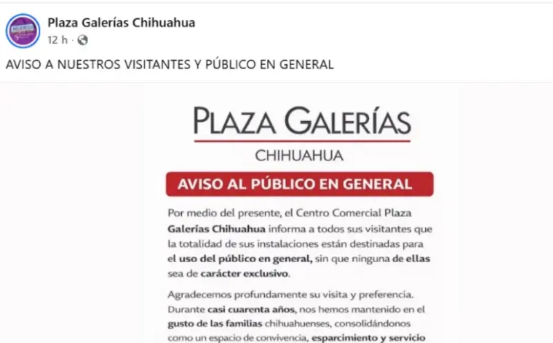 Elimina Galerías, tras críticas, restricción en área familiar