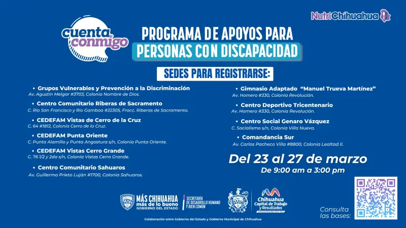 Fortalecen Estado y Municipio de Chihuahua becas para Personas con Discapacidad