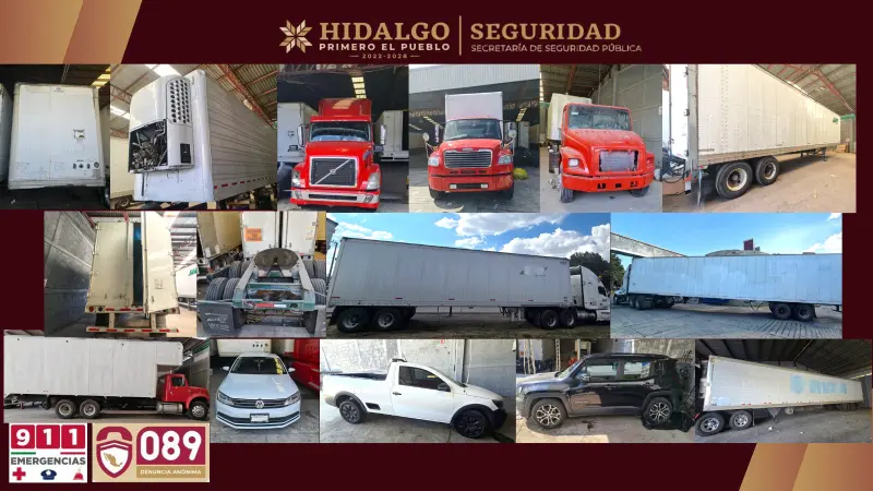 Desmantelan centro logístico de robo de carga en Apan; hay 9 detenidos