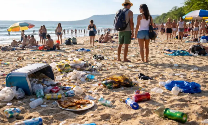 Reportan alza de residuos en playas durante temporada vacacional