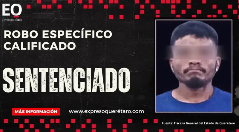 José Carmen “N” Sentenciado por siete robos a comercios en Querétaro