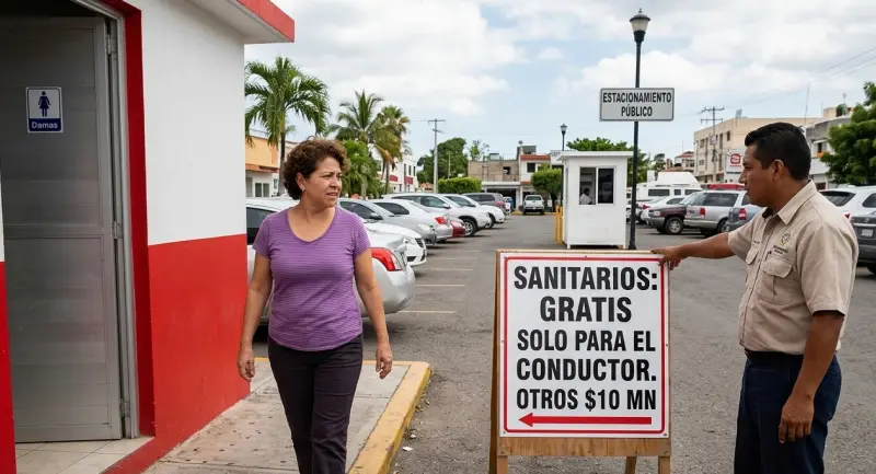 Uso gratis de sanitarios en estacionamientos es solo para el conductor