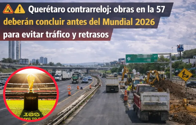 Querétaro contrarreloj: obras en la 57 deberán concluir antes del Mundial 2026 para evitar tráfico y retrasos