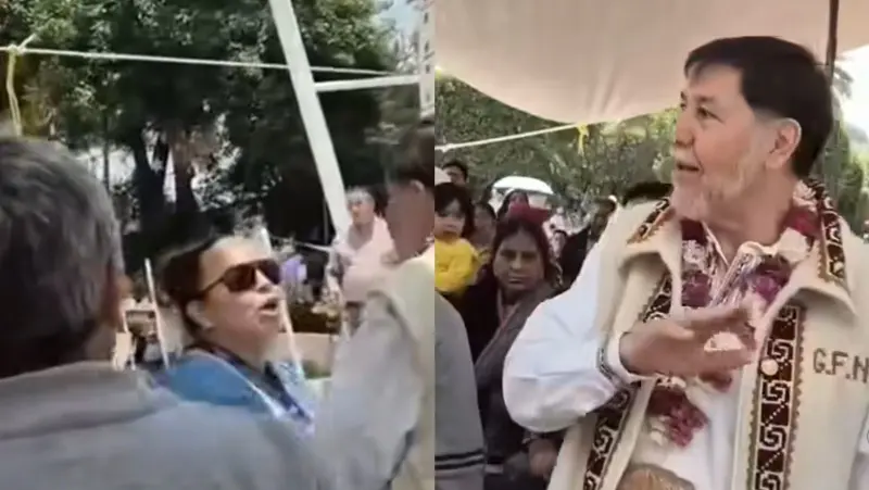 Irrumpe madre buscadora y confronta a Noroña en gira en Edomex