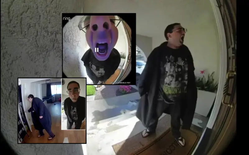 VIDEO: Este fue el aterrador momento en que un hombre con camisa de Demon Slayer golpeó e intentó derribar la puerta de una casa donde se encontraban solos una mujer y su hijo; el padre pudo ver el ataque a través de la cámara de seguridad y llegó justo a