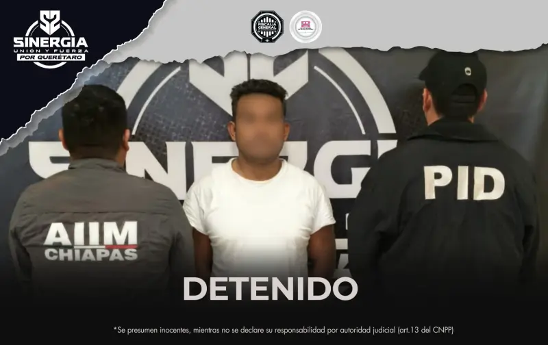 Tras operativo Sinergia, cae en Querétaro presunto asaltante que era buscado por robo con violencia en Chiapas