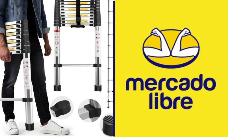 La escalera más vendida de Mercado Libre tiene 56% de descuento, pero usuarios advierten inestabilidad al extender sus 3.9 metros, recomendándola únicamente para tareas domésticas ligeras