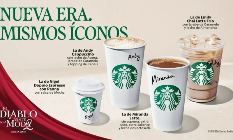 Starbucks presenta una nueva colección de bebidas inspirada en los personajes de El diablo viste a la moda 2 como parte de una nueva campaña global