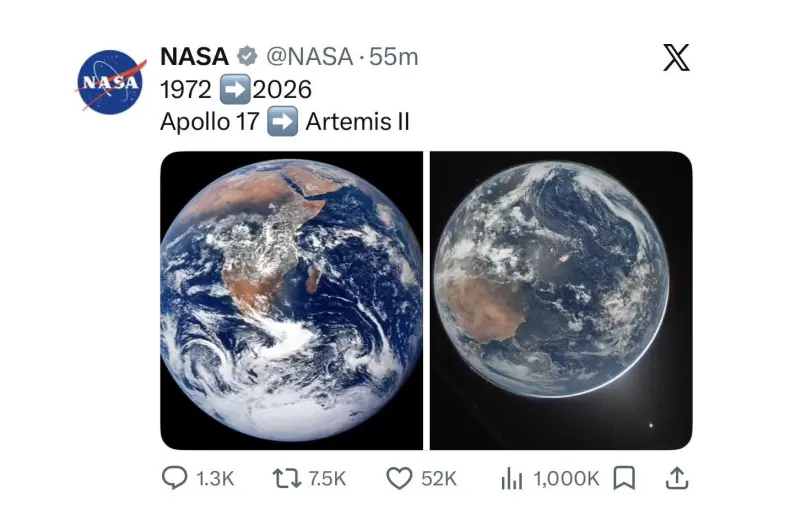 Artemis II envía capturas de la Tierra desde el espacio, 54 años después