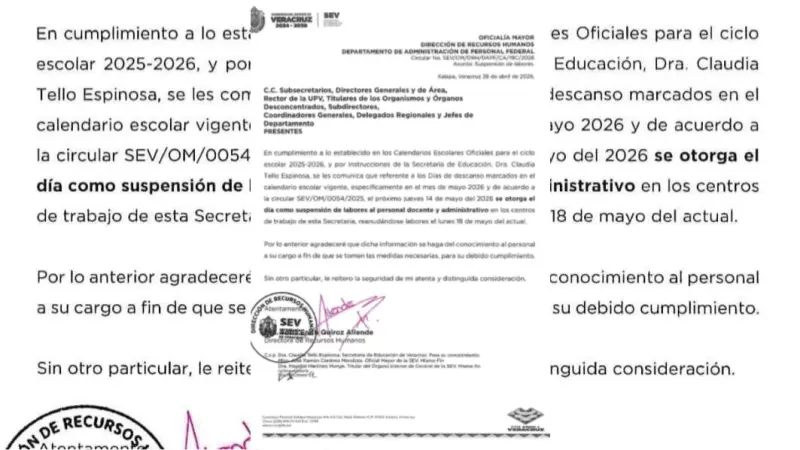Megapuente en mayo; suspensión de labores 14 y 15 de mayo