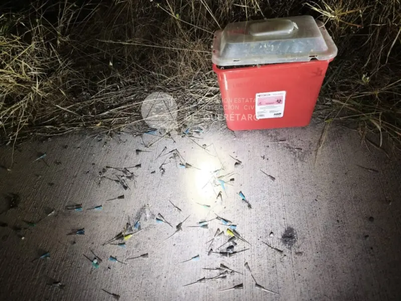 Retiran contenedor con jeringas encontrado en la calle en Juriquilla