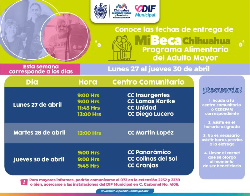 Informa Municipio puntos de recolección de apoyo del adulto mayor