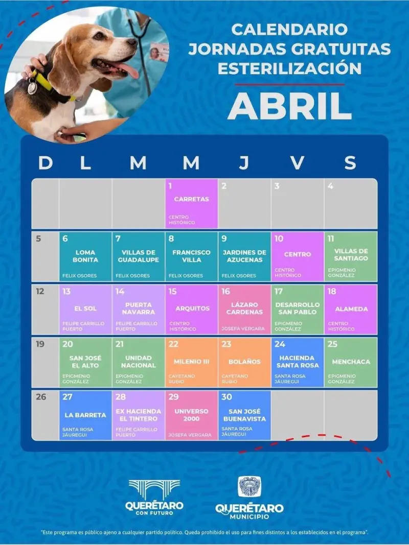 Acercan servicios de esterilización a colonias de la capital queretana durante abril 