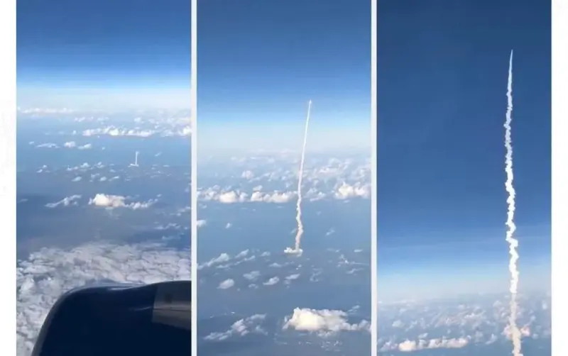 Captan desde avión comercial el despegue de Artemis II
