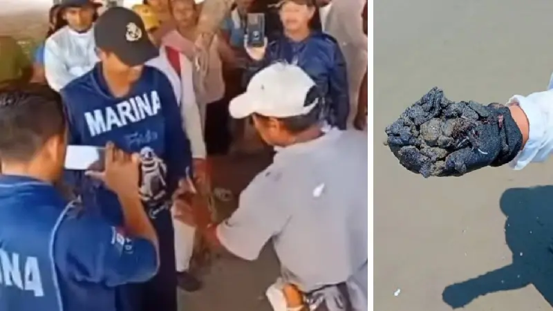 Exhiben ante Marina abandono de chapopote en Veracruz; ‘será para carreteras’, dice Nahle