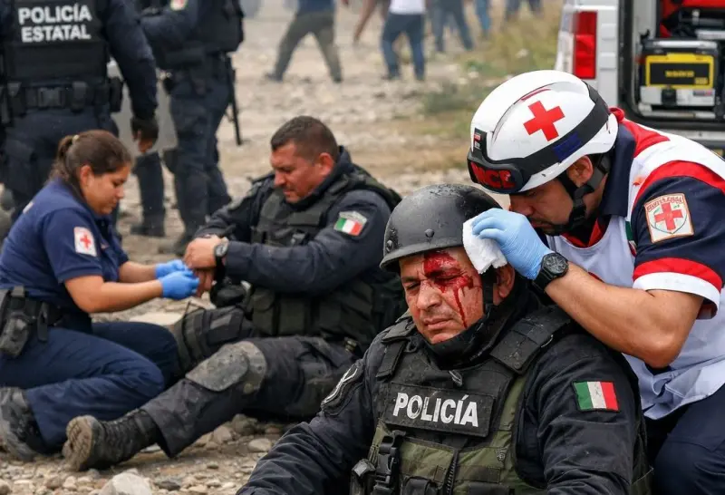 Agreden a policías durante desalojo en Puebla