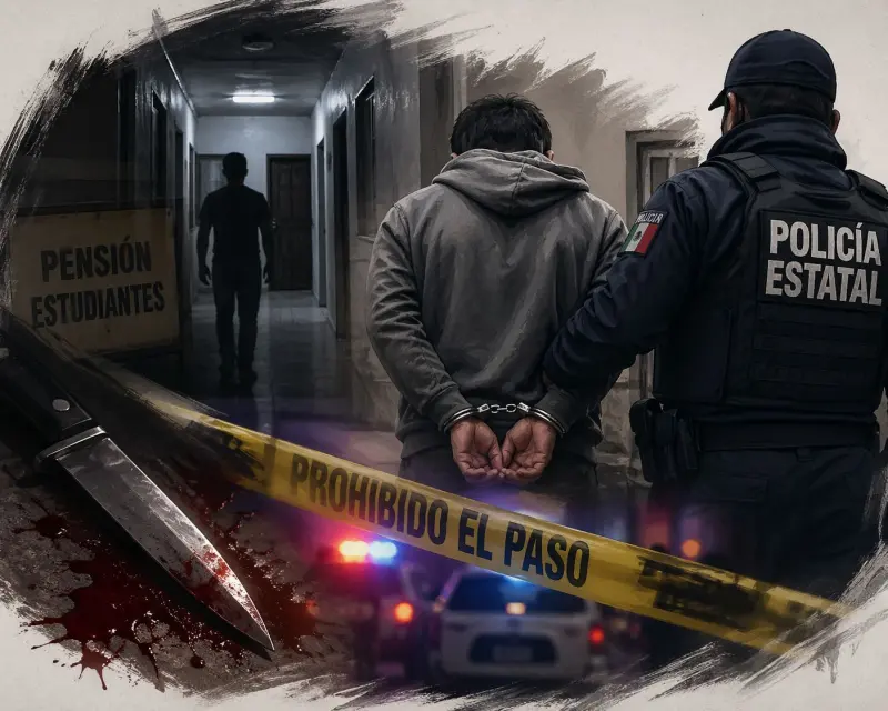 Detienen a hombre por homicidio de joven dentro de pensión para estudiantes en Puebla