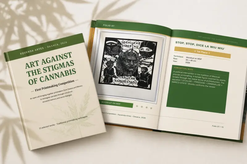 Presenta Xquenda Artes catálogo que une grabado y debate sobre cannabis