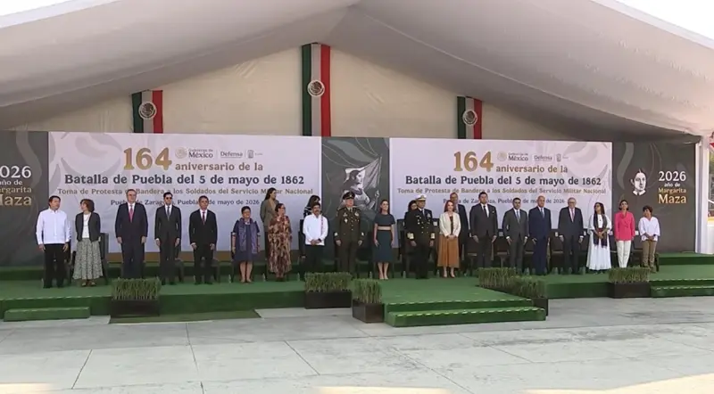 Claudia Sheinbaum encabeza la ceremonia por el 164 aniversario de la Batalla de Puebla
