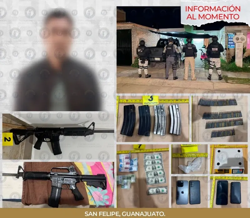 Fiscalía de Guanajuato detiene sujeto armado en cateo