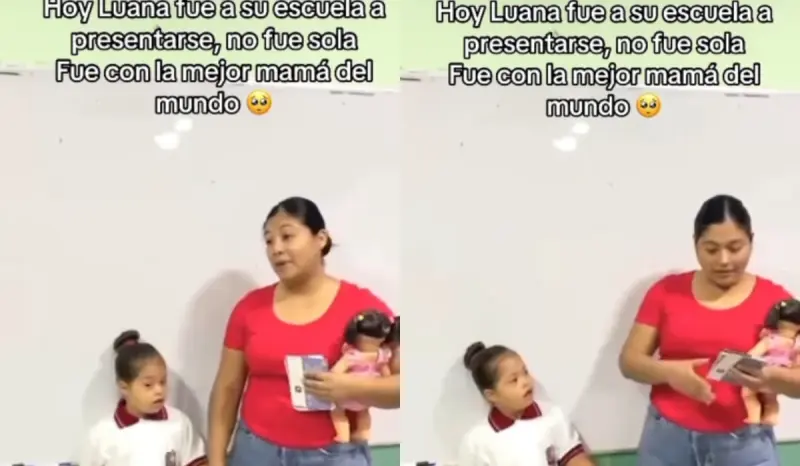 Madre ejemplar: Mujer se vuelve viral por acompañar a su hija con síndrome de Down para ayudarla a presentarse con sus nuevos compañeros
