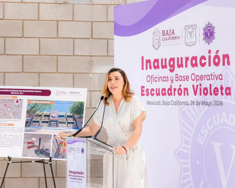 Gobernadora Marina del Pilar inaugura nuevas instalaciones del Escuadrón Violeta en Mexicali