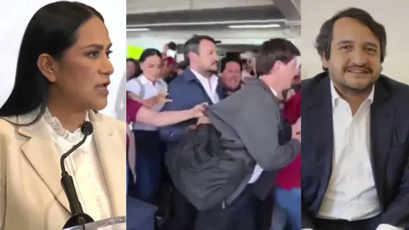 En medio de abucheos, protestas llegan Andy López Beltrán y Ariadna Montiel presidenta de Morena al aeropuerto de Chihuahua para participar de marcha por la seguridad, paz y defensa de la soberanía