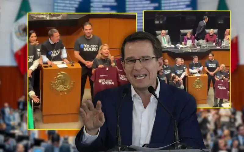 Ricardo Anaya lleva camisetas de “Yo con Maru” al Senado y reta a Morena a usar una de “Yo con Rocha” durante debate judicial y Noroña acusa “falta de respeto al grupo mayoritario” (VIDEO)