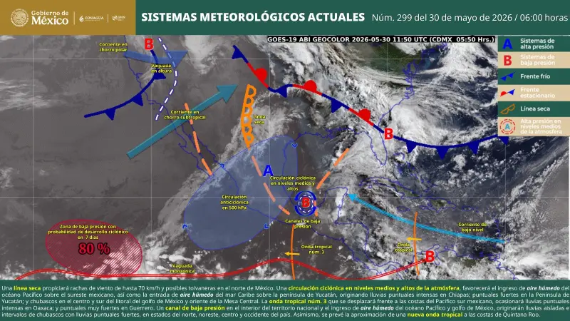 Alerta PC a extremar precaución por fuertes lluvias en Chiapas