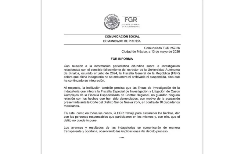 Tras un año sin dar resultados, FGR aclara que investigación de homicidio de Cuén no se archivo ni se suspendió