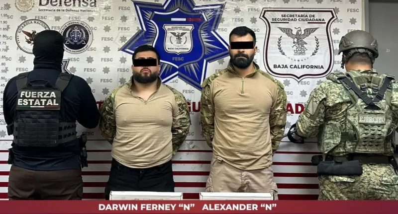 Colombianos presuntamente del Cártel de Sinaloa son detenidos con armas y carros de EE.UU. en el Valle de Mexicali