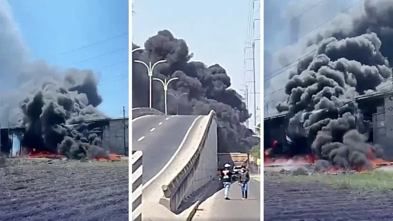 Pipa de combustible estalla en Querétaro tras chocar contra el tren; hay dos muertos