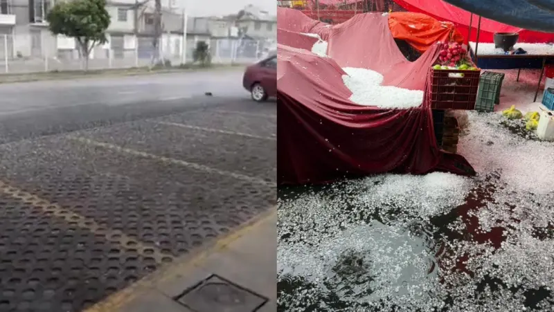 Reportan fuerte lluvia con granizo y vientos en Coacalco, Edomex