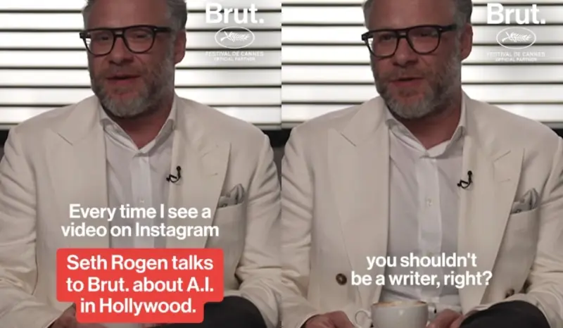 “Si no quieres pasar por todo ese proceso y utilizar IA no eres un escritor.”: Seth Rogen critica duramente el uso de IA en el proceso de creación